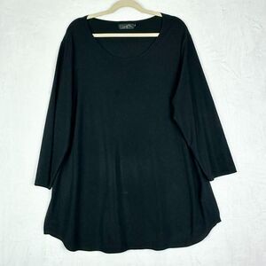 Sympli Tunic Top Size 18 Black Minimalist Classic Travel Wrinkle Resistant